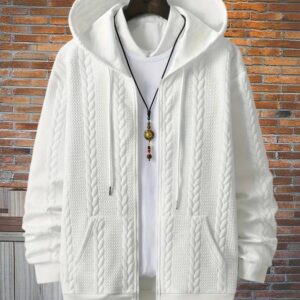 1pc Men'S Autumn Winter Hooded Zip-Up
