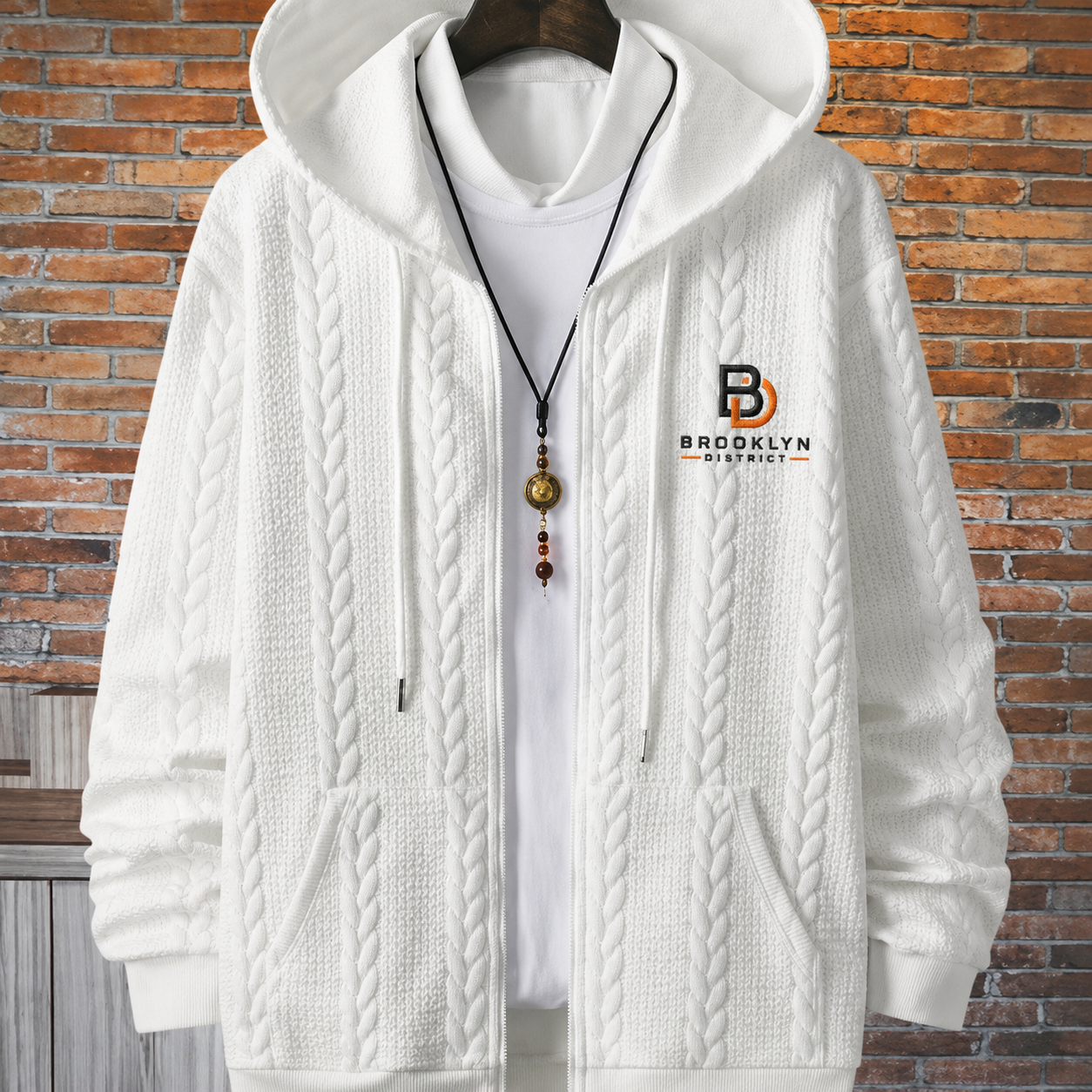 1pc of Brooklyn District Men's Autumn Winter Hooded Zip-Up - Image 7