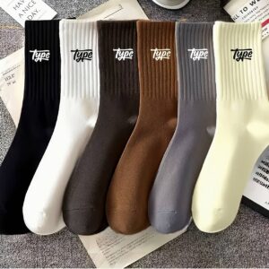 5 Pairs of Random Men'S Ribbed Casual And Comfortable Mid-Calf Socks