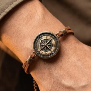 Flat Vintage Compass Map Bracelet